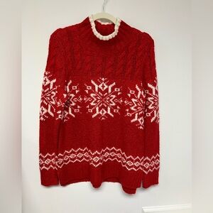 Talbots Vibrant Red Cable Knit Sweater